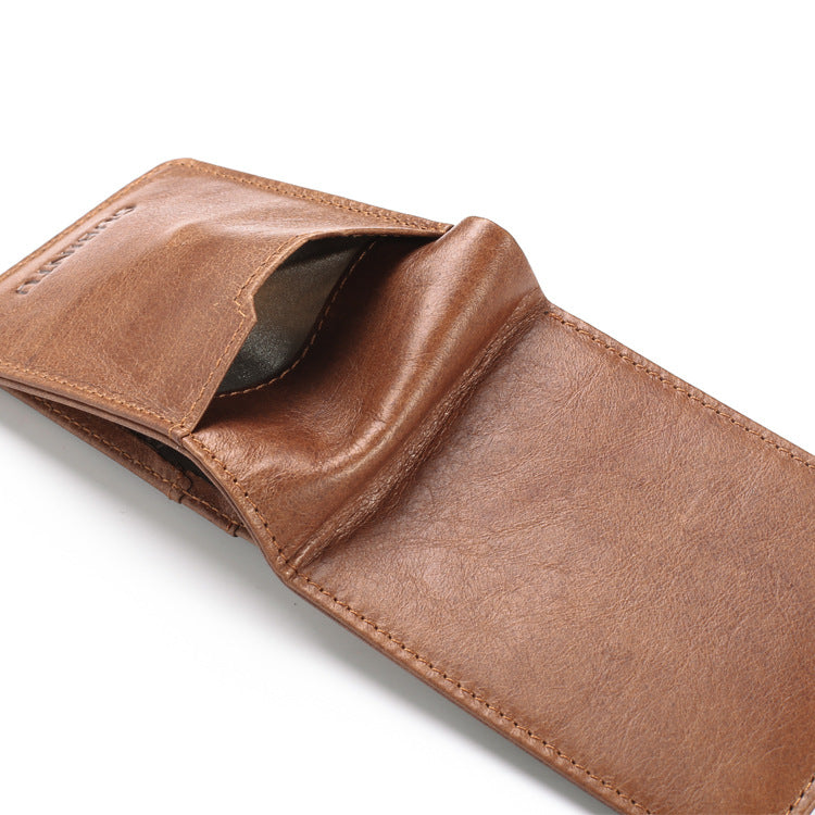Men's Brown Genuine Leather Wallet - RFID Blocking
