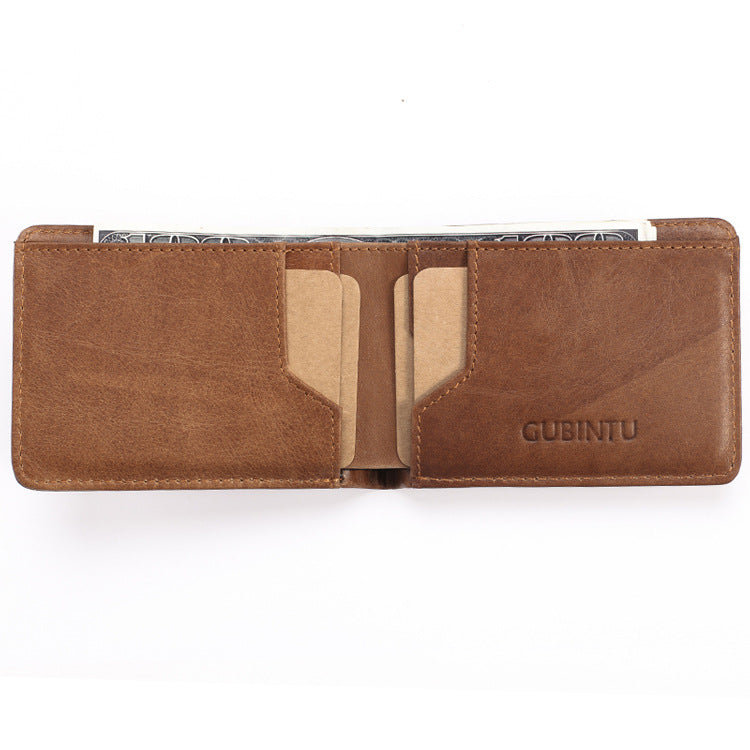 Men's Brown Genuine Leather Wallet - RFID Blocking