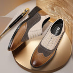 Men's Leather Shoes Breathable Color-Block Large Size Shoes