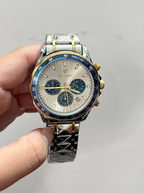 Men's Blue Chronograph Watch - Steel Strap, Quartz