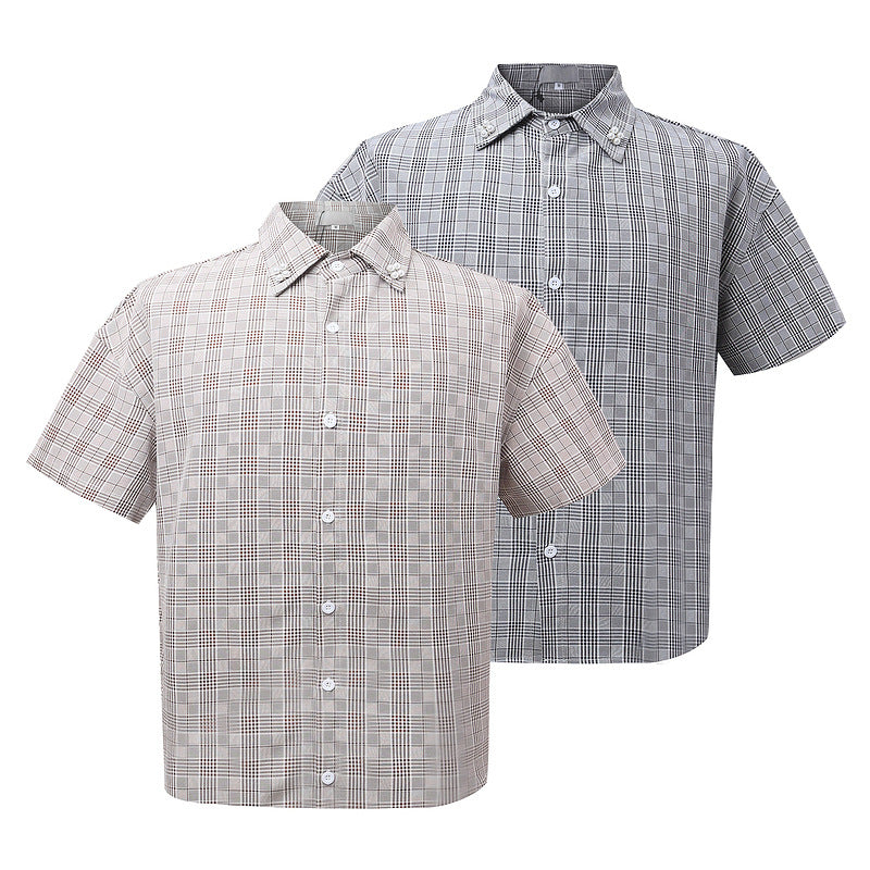 Short Sleeve Shirt with Notch Collar Street Retro Design