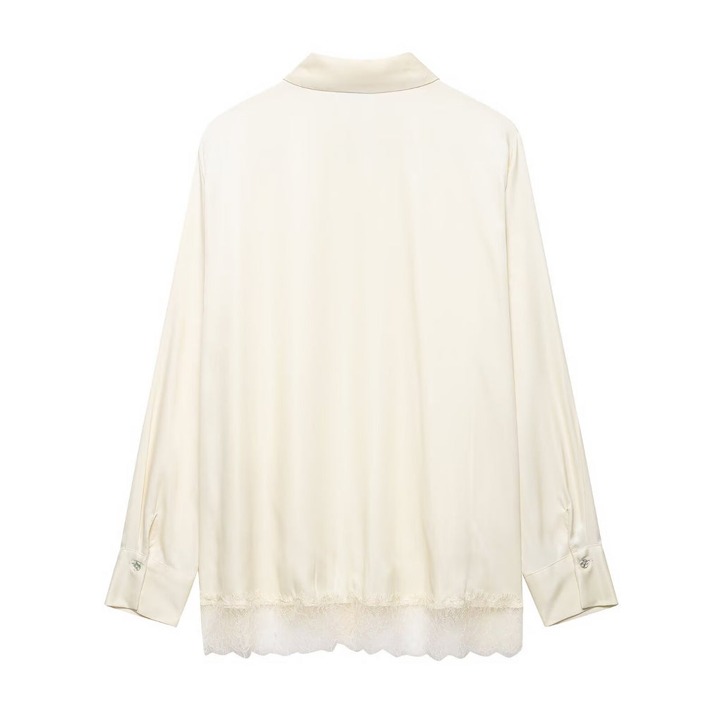 Lace satin textured shirt