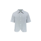 Curved Hem Striped Short Sleeve Shirt for Men