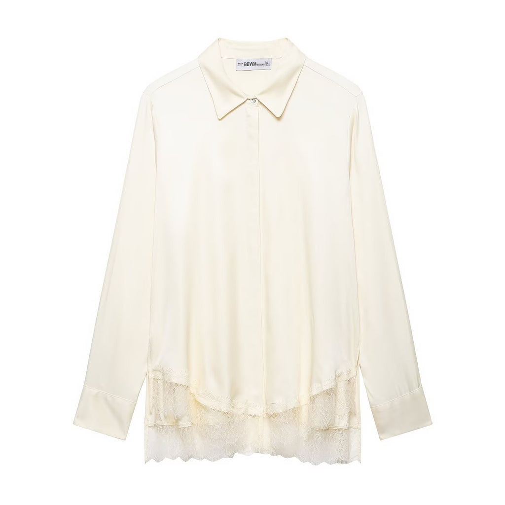 Lace satin textured shirt
