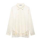 Lace satin textured shirt