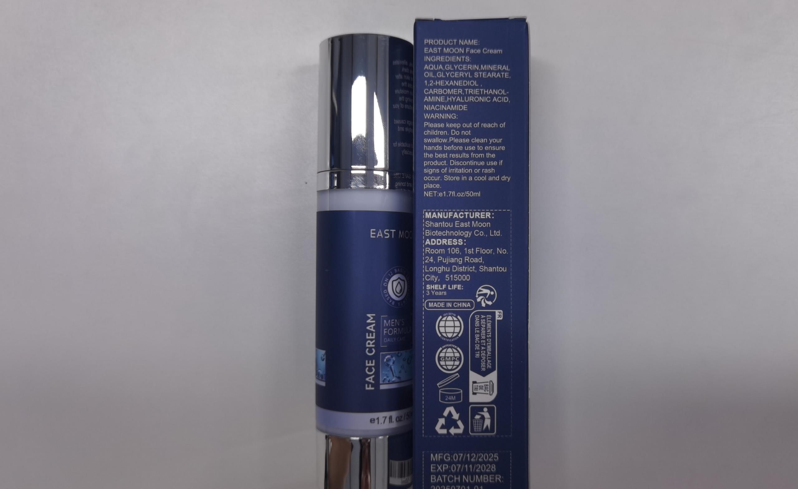 East Moon Men's Facial Moisturizing Cream - Hydrating and Nourishing Facial Skin Care Cream