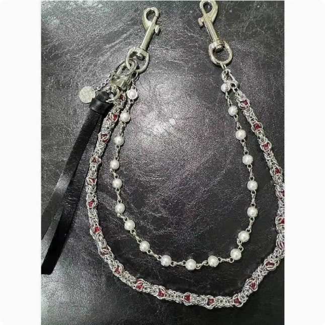 24ss Pioneer Simple Double Layer Clip Beads Handmade Trouser Chain