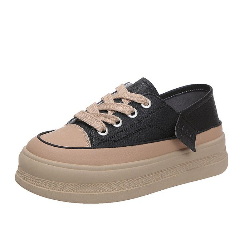 Soft soled white shoes for women wearing thick soled board shoes are fashionable breathable versatile and trendy casual shoes