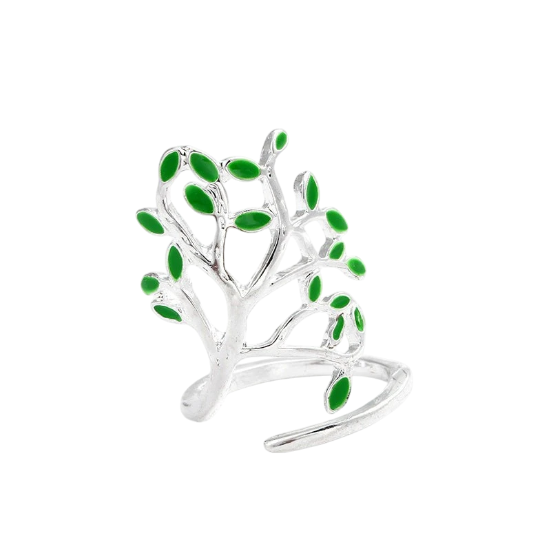 Original personality handmade silver jewelry big tree ring female forest department retro old handmade drip glaze leaf ring