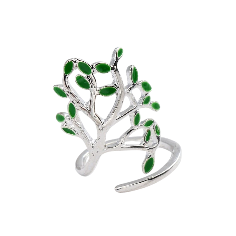 Original personality handmade silver jewelry big tree ring female forest department retro old handmade drip glaze leaf ring