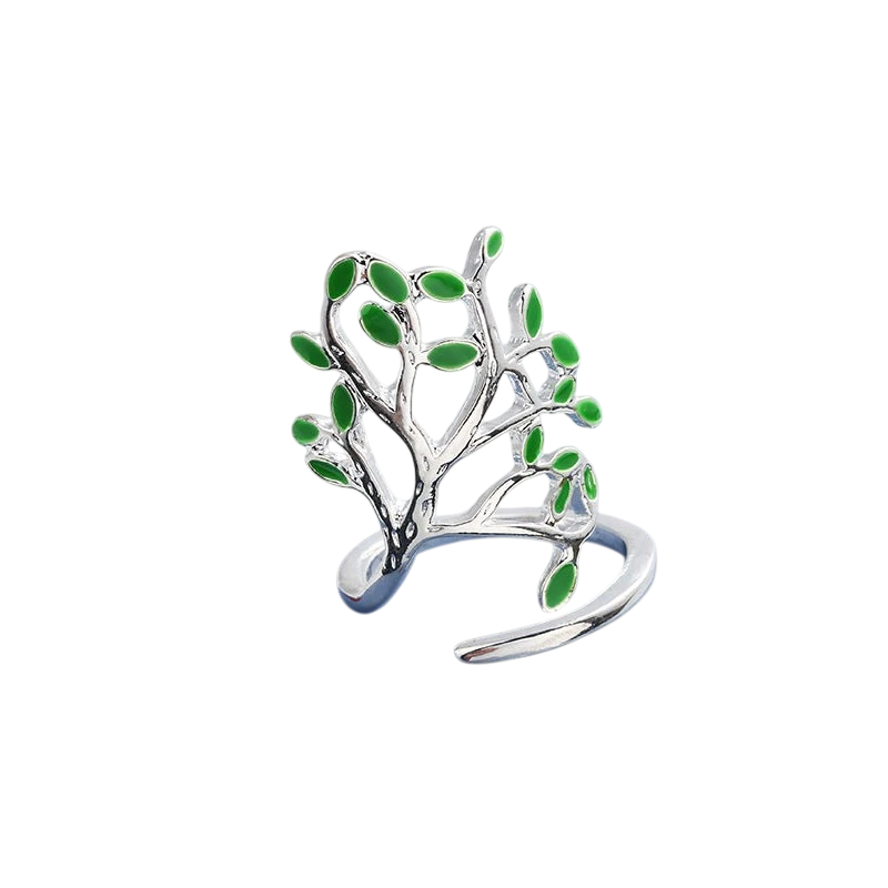 Original personality handmade silver jewelry big tree ring female forest department retro old handmade drip glaze leaf ring