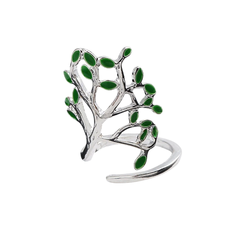 Original personality handmade silver jewelry big tree ring female forest department retro old handmade drip glaze leaf ring