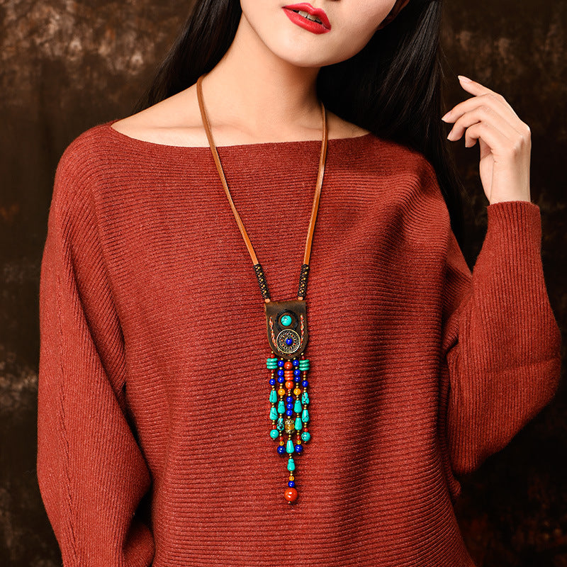 Bohemian Long Tassel Necklace For Women Handmade Vintage Jewelry