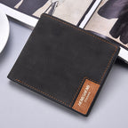Men's Light Brown Canvas-Pattern Wallet - Slim