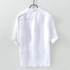 Men's Khaki Linen Mid-Sleeve Shirt – Retro | Aladinae