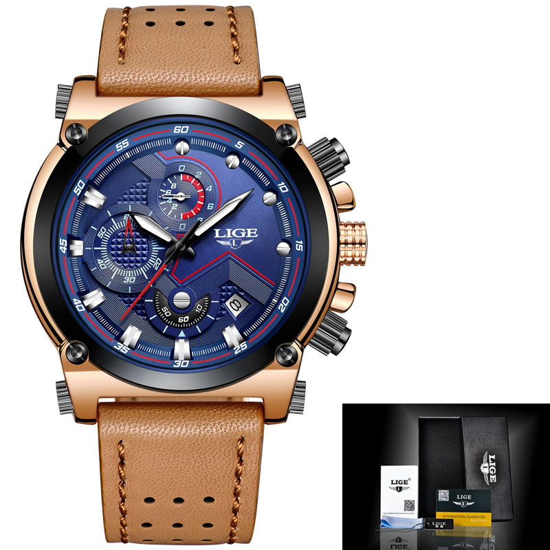 Men's Rose Silver Quartz Watch - Waterproof, Luminous