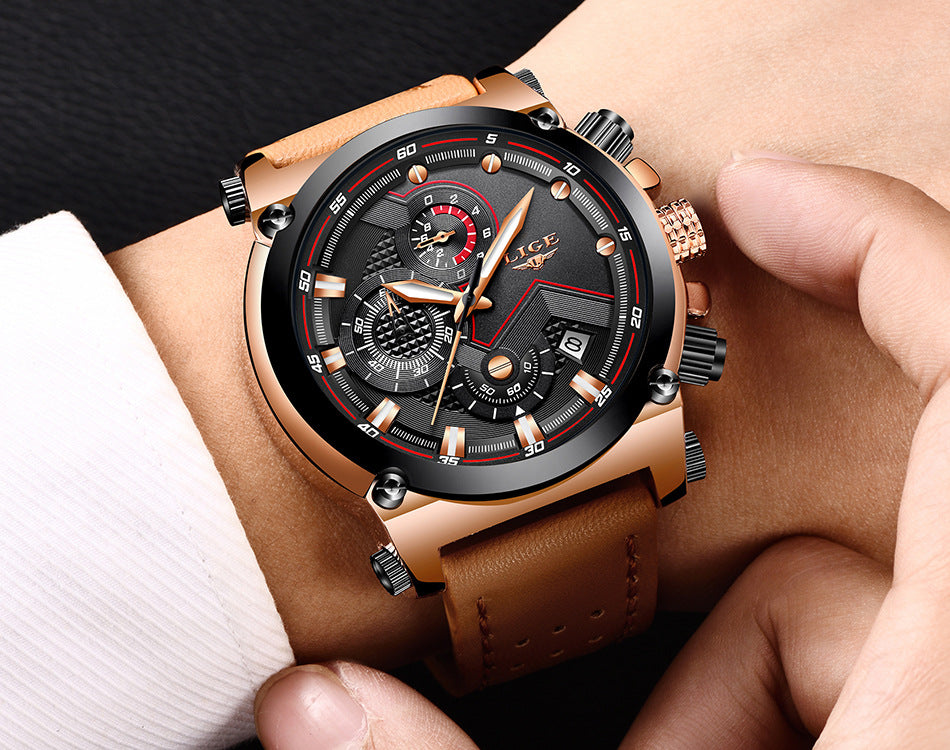 Men's Rose Silver Quartz Watch - Waterproof, Luminous