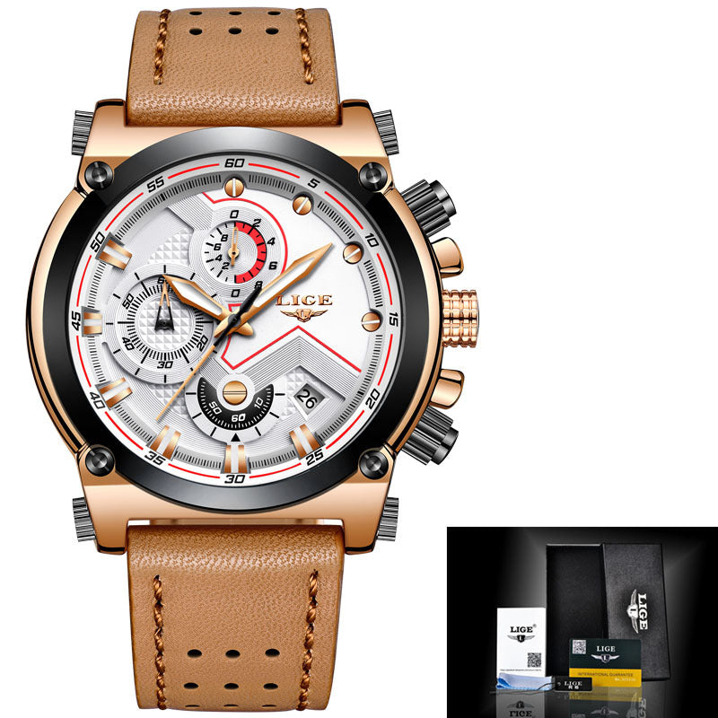 Men's Rose Silver Quartz Watch - Waterproof, Luminous