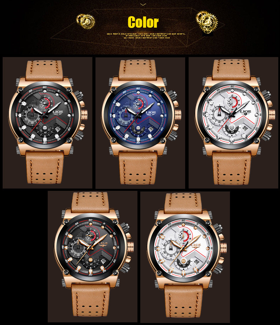 Men's Rose Silver Quartz Watch - Waterproof, Luminous