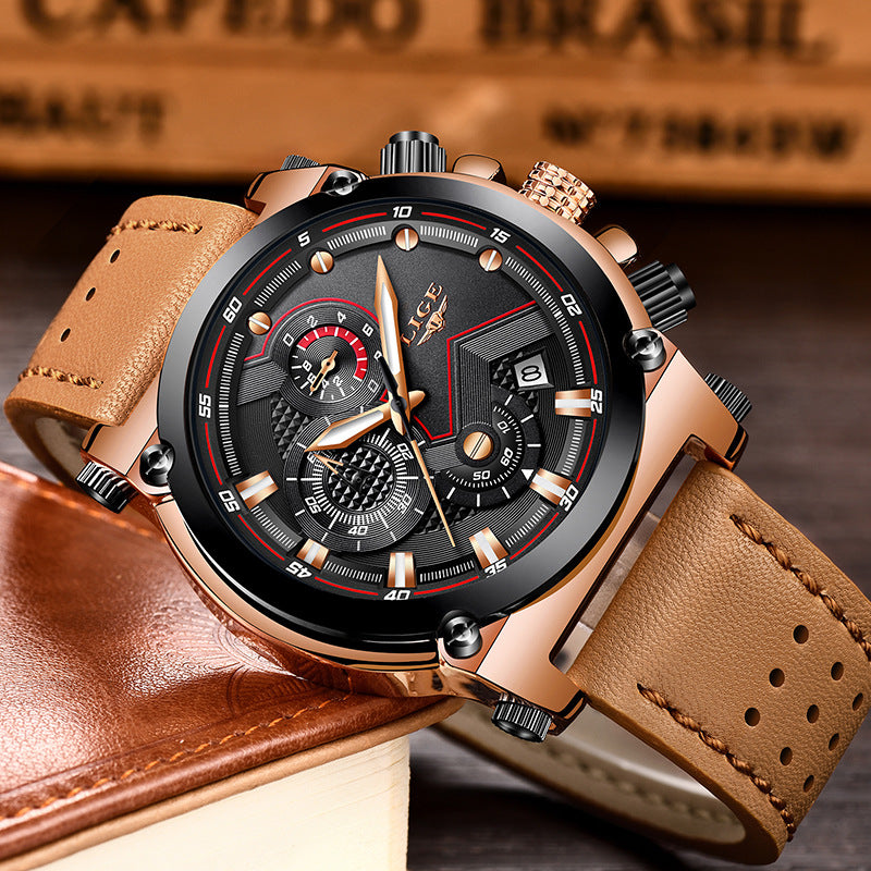 Men's Rose Silver Quartz Watch - Waterproof, Luminous