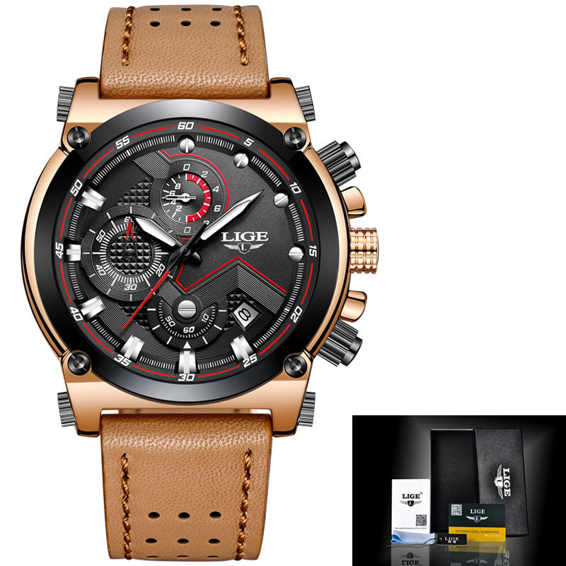 Men's Rose Silver Quartz Watch - Waterproof, Luminous