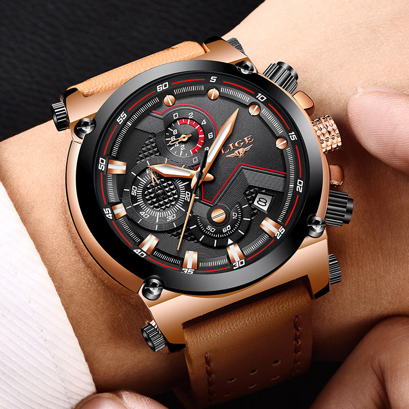 Men's Rose Silver Quartz Watch - Waterproof, Luminous