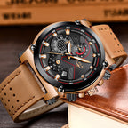 Men's Rose Silver Quartz Watch - Waterproof, Luminous