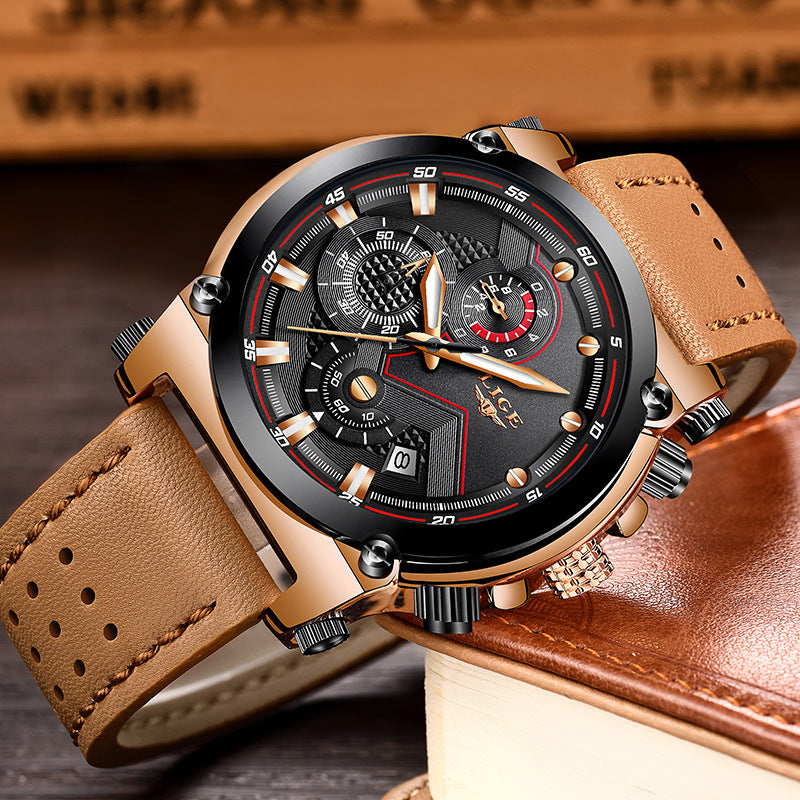 Men's Rose Silver Quartz Watch - Waterproof, Luminous