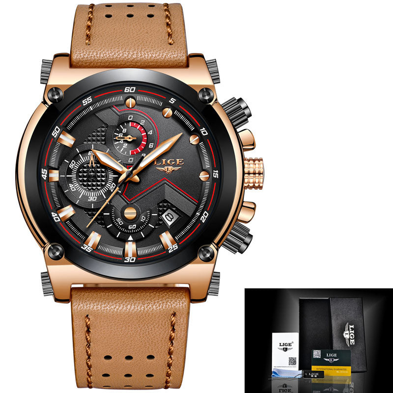Men's Rose Silver Quartz Watch - Waterproof, Luminous