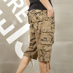 Men's Khaki Camo Cropped Pants – Multi-Pocket | Aladinae