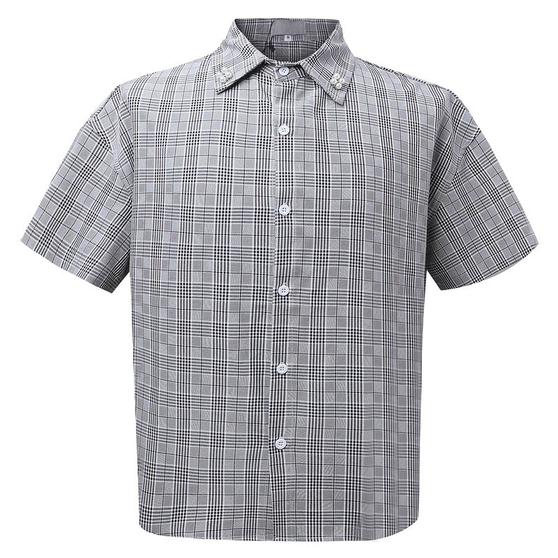 Short Sleeve Shirt with Notch Collar Street Retro Design