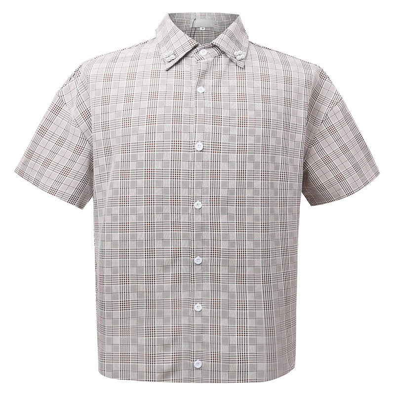 Short Sleeve Shirt with Notch Collar Street Retro Design