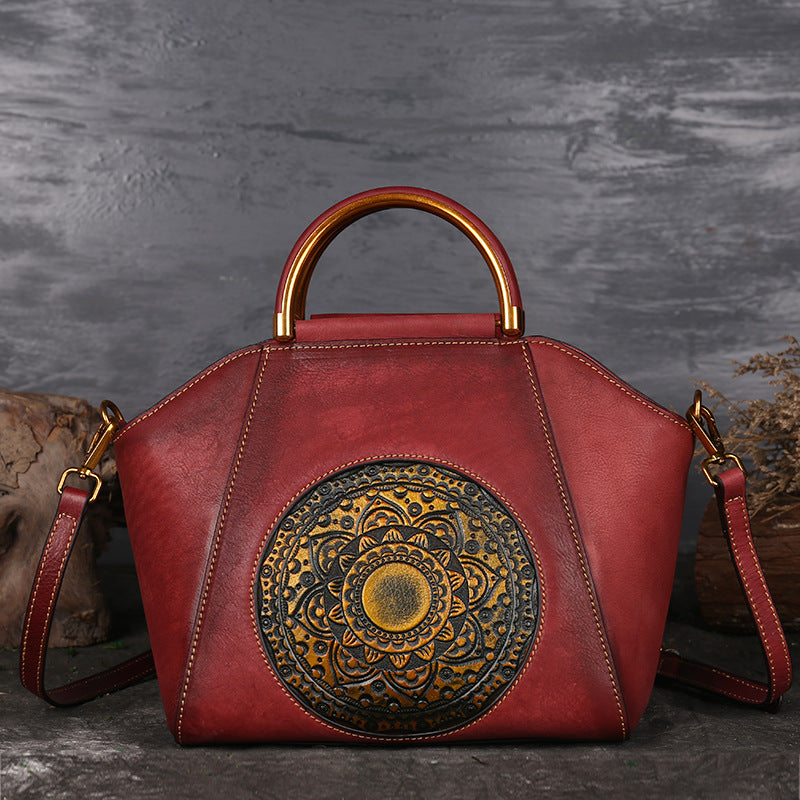 Embossed Leather Tote Bag
