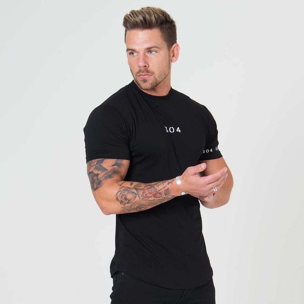 Men's Black Cotton Crew Neck T-Shirt