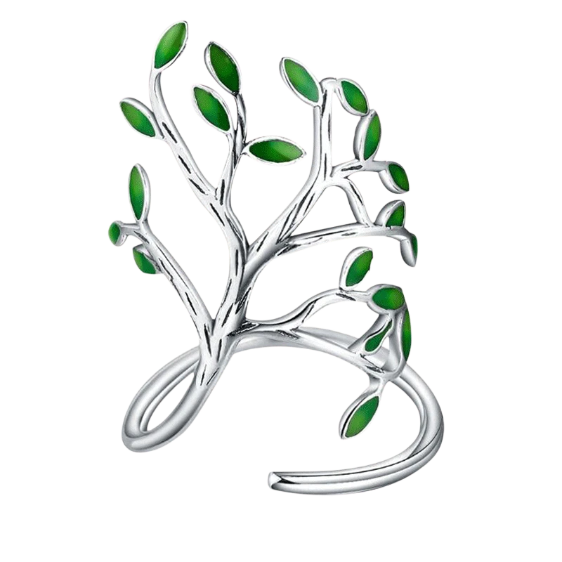 Original personality handmade silver jewelry big tree ring female forest department retro old handmade drip glaze leaf ring