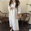 388 Korean Casual Shirt Dress 2025 Spring New Women's Clothing Plus Size Loose Shirt Dress Long Cotton Linen Export