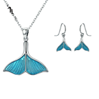 Evelyn Cross-border Monopoly Whale Fish Tail Set S925 Sterling Silver Earrings Necklace Platinum Plated Ladies Accessories