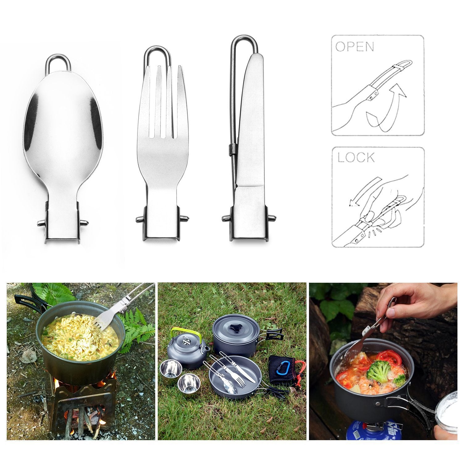 Hot Amazon Hot Style Outdoor Portable Camping Cookware Picnic Cookware Bushcraft Pot