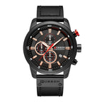 Men's Silver Black Multi-Dial Quartz Watch - Waterproof