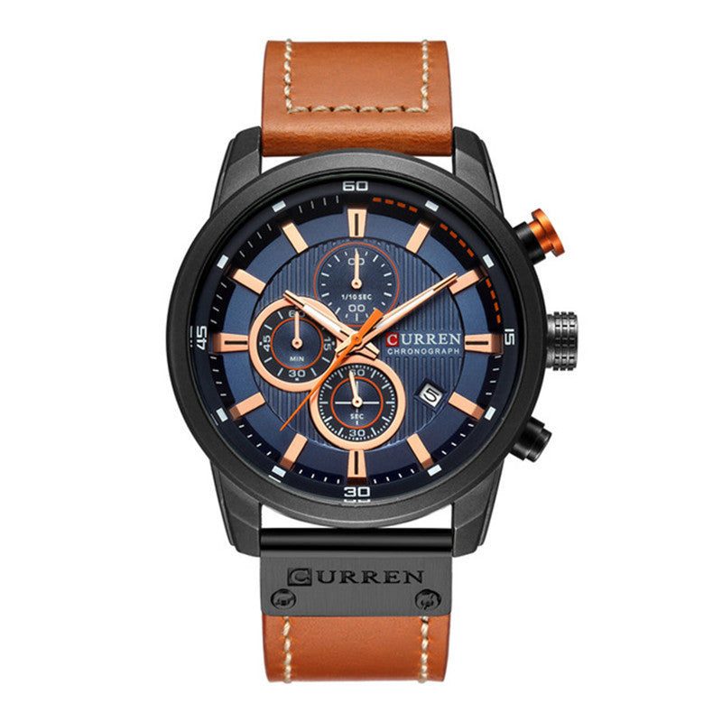 Men's Silver Black Multi-Dial Quartz Watch - Waterproof