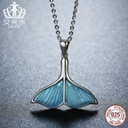 Evelyn Cross-border Monopoly Whale Fish Tail Set S925 Sterling Silver Earrings Necklace Platinum Plated Ladies Accessories