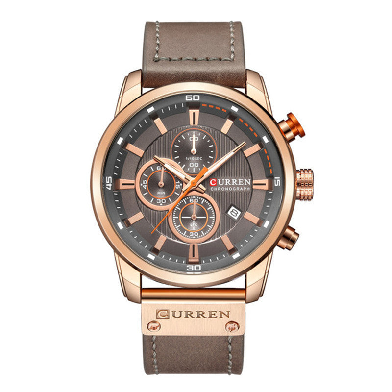 Men's Silver Black Multi-Dial Quartz Watch - Waterproof