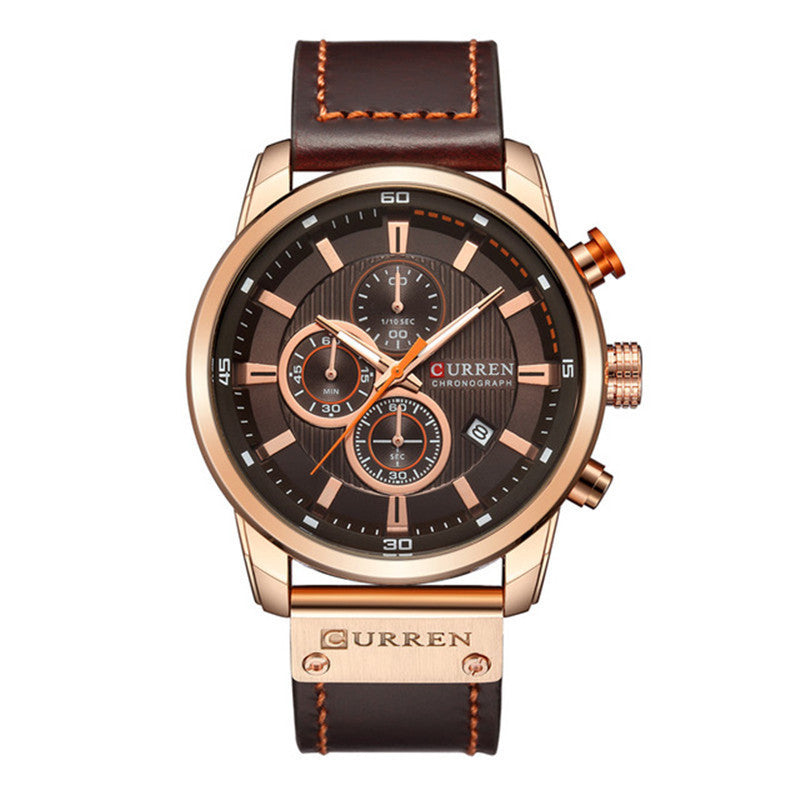 Men's Silver Black Multi-Dial Quartz Watch - Waterproof