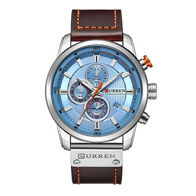 Men's Silver Black Multi-Dial Quartz Watch - Waterproof