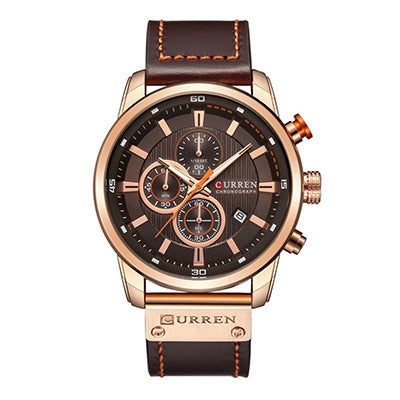 Men's Silver Black Multi-Dial Quartz Watch - Waterproof