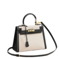 2026 New Kelly Bag - Top Layer Cowhide Leather Handbag, Canvas, Versatile Casual Crossbody Bag for Women
