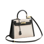 2026 New Kelly Bag - Top Layer Cowhide Leather Handbag, Canvas, Versatile Casual Crossbody Bag for Women