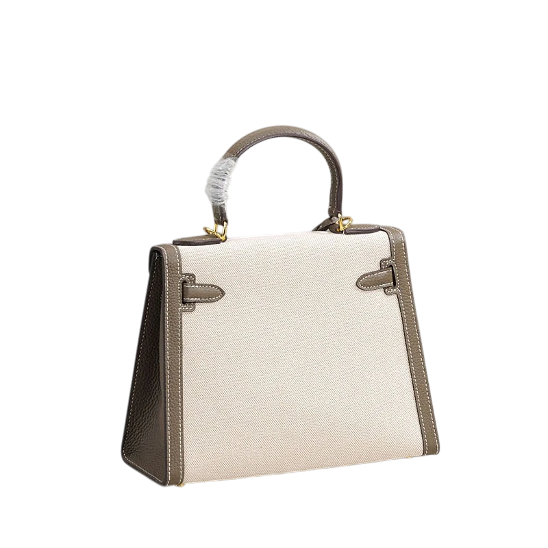 2026 New Kelly Bag - Top Layer Cowhide Leather Handbag, Canvas, Versatile Casual Crossbody Bag for Women