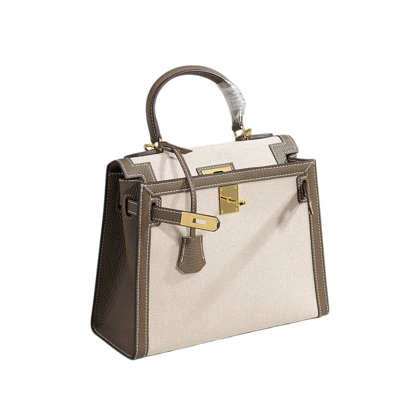2026 New Kelly Bag - Top Layer Cowhide Leather Handbag, Canvas, Versatile Casual Crossbody Bag for Women