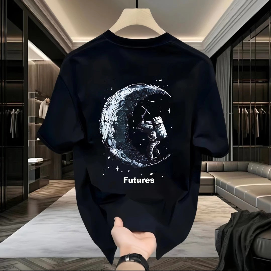 Casual Fashion Printed Pure Cotton Short Sleeve T-Shirt for Men
